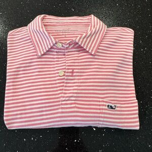 Vineyard Vines Pink and White Polo Shirt